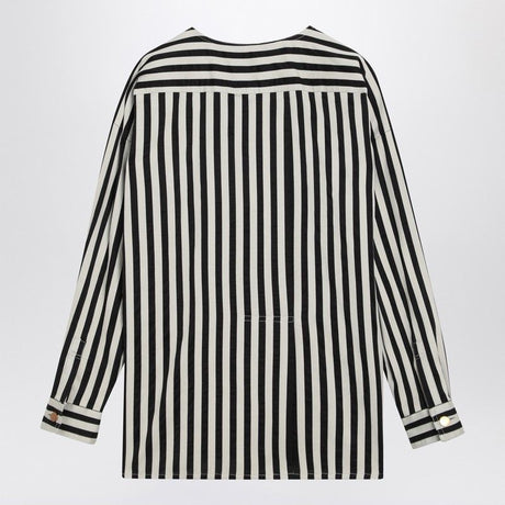 MAX MARA Fluid Line Striped Blouse with Side Slits and Buttoned Cuffs