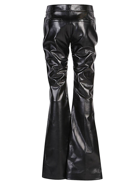 TOM FORD Flared Leather and Velvet Trousers