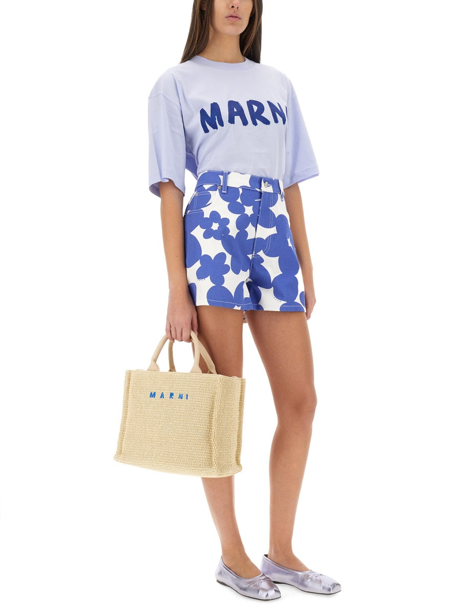 MARNI Floral Motif Mini Shorts for Women - SS25