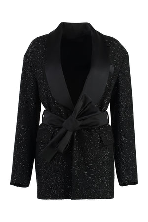 MAX MARA Elegant Sequin Blazer with Satin Lapel