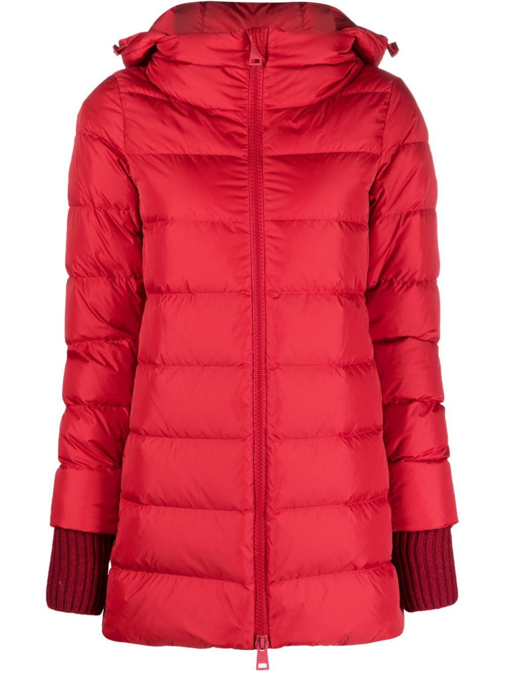 HERNO Red Rose Down Jacket with Detachable Hood, Ribbed Cuffs and Thumb Slots