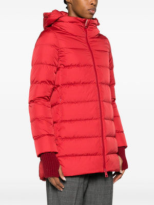 HERNO Red Rose Down Jacket with Detachable Hood, Ribbed Cuffs and Thumb Slots