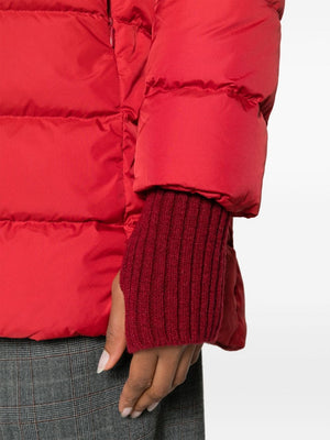 HERNO Red Rose Down Jacket with Detachable Hood, Ribbed Cuffs and Thumb Slots