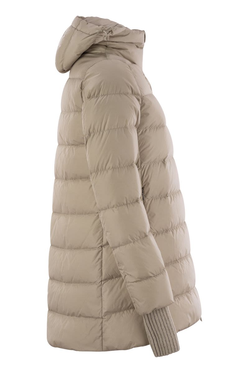 HERNO Red Rose Down Jacket with Detachable Hood, Ribbed Cuffs and Thumb Slots