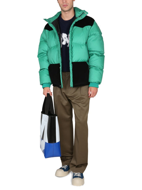 MARNI Men's Color-Block High Neck Down Jacket