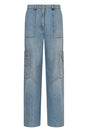 ELISABETTA FRANCHI Womens Cargo Jeans with Multi-Pocket Design