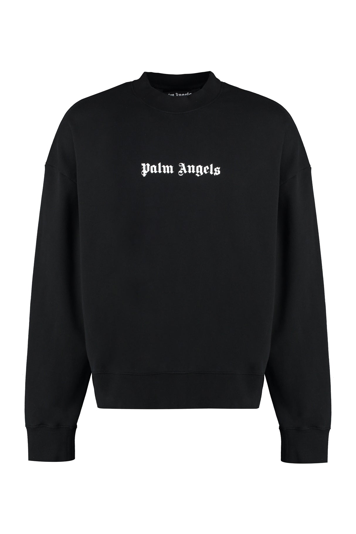 PALM ANGELS メンズリブコットンスウェットシャツ（ブラック）