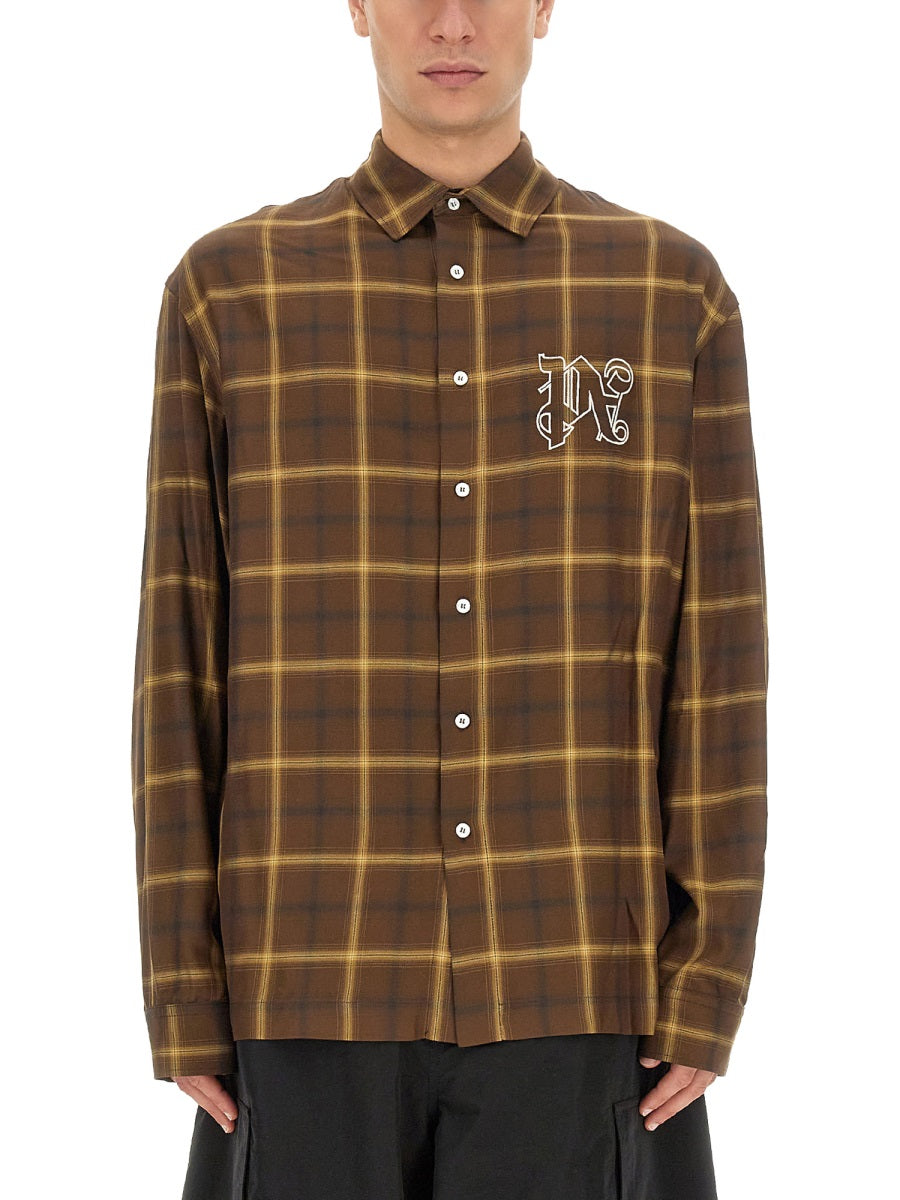 PALM ANGELS Oversized Monogram Shirt (Size 50 IT)