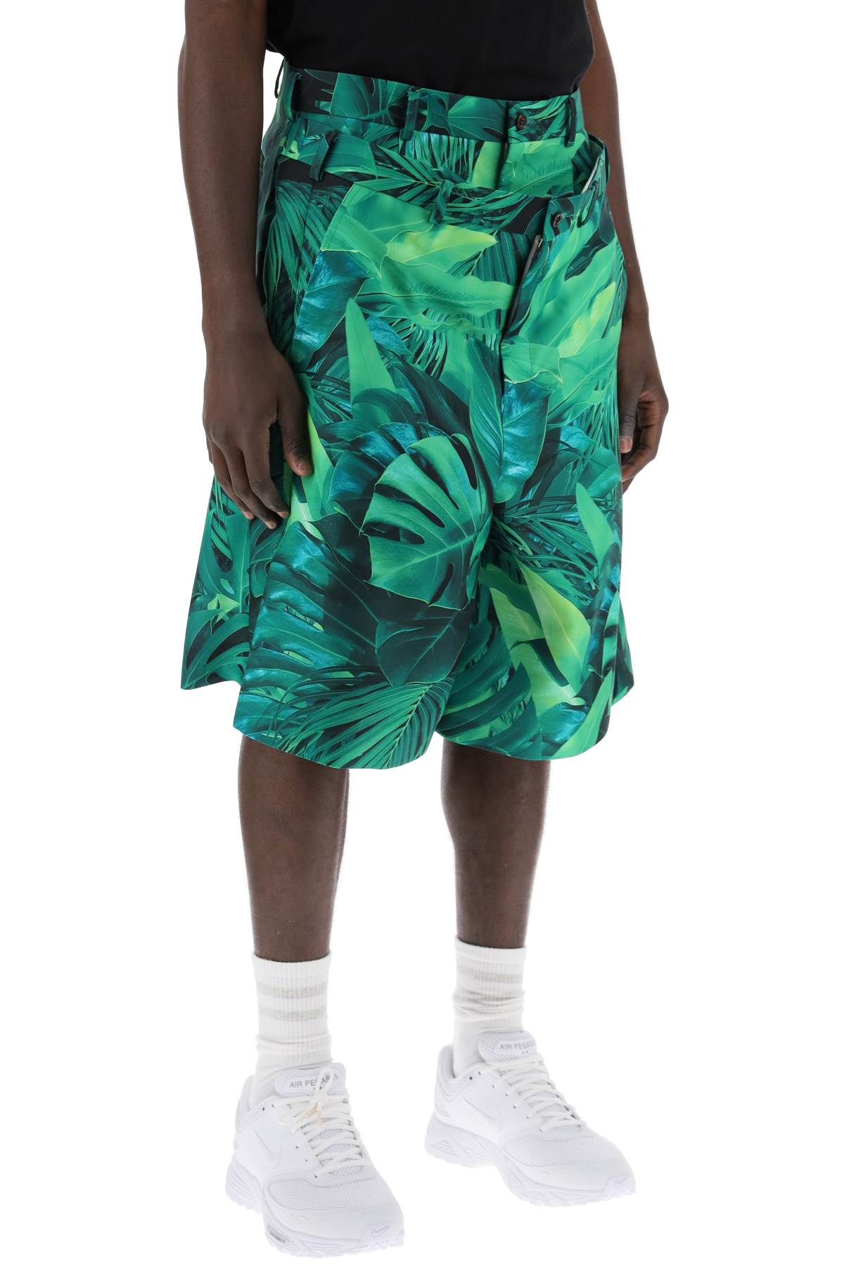 COMME DES GARÇONS HOMME PLUS Men's Jungle Print Bermuda Shorts with Double Front Layer - Size L