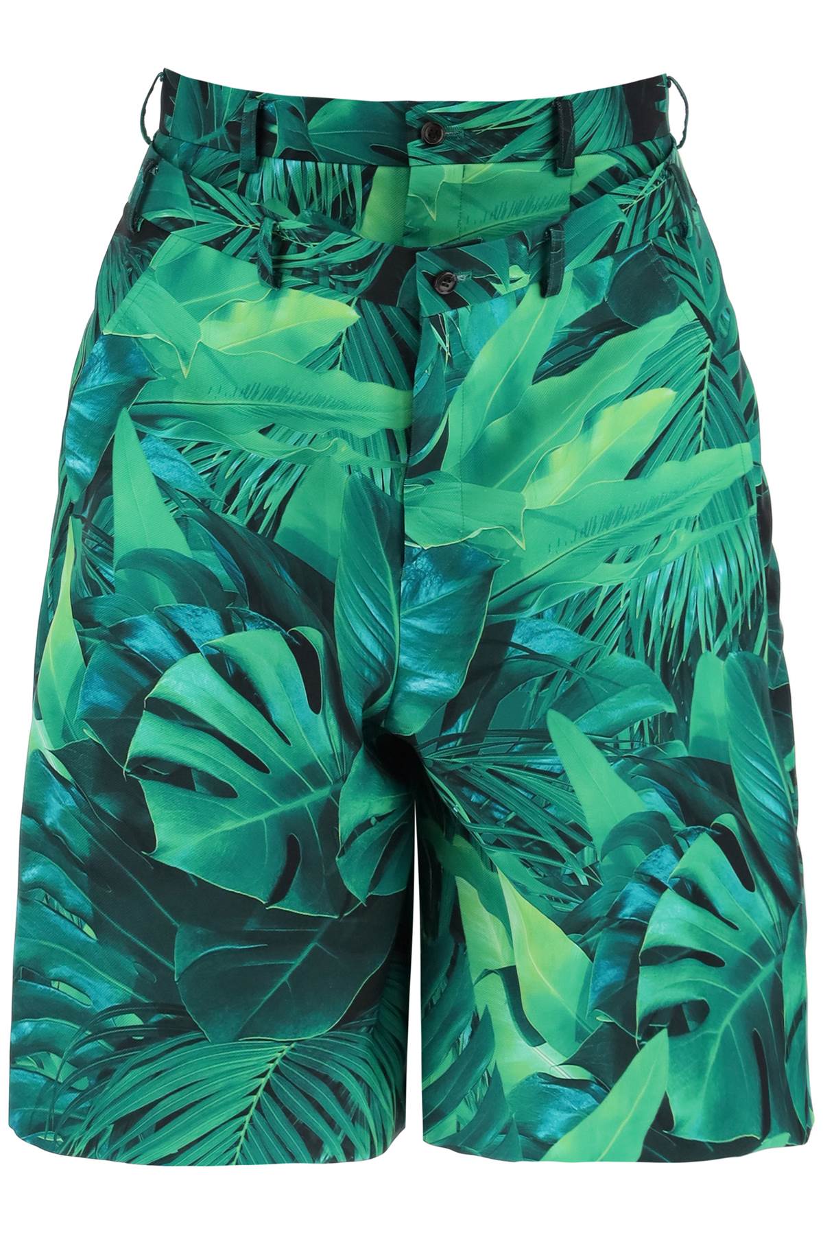 COMME DES GARÇONS HOMME PLUS Men's Jungle Print Bermuda Shorts with Double Front Layer - Size L