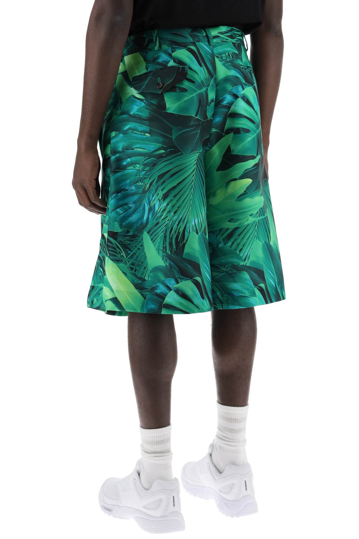 COMME DES GARÇONS HOMME PLUS Men's Jungle Print Bermuda Shorts with Double Front Layer - Size L