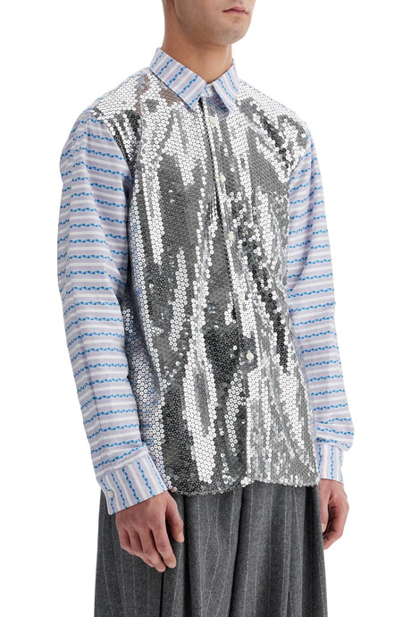 COMME DES GARÇONS HOMME PLUS Jacquard Striped Shirt with Sequin Detail - Medium