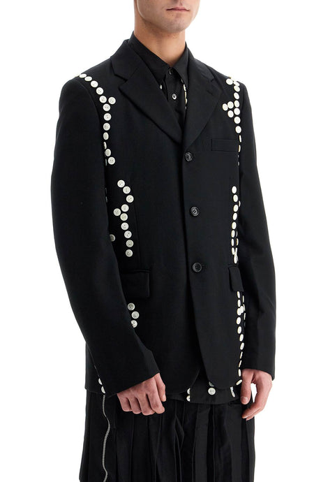 COMME DES GARÇONS HOMME PLUS Men's Single-Breasted Jacket with Decorative Buttons - Size M