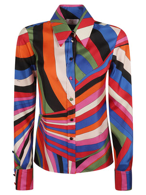 PUCCI Silk Shirt with Unique Iridescent Print