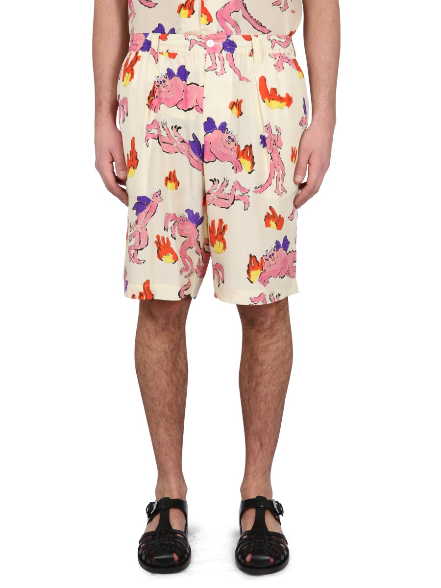 MARNI Men's Mini Bermuda Shorts with Print