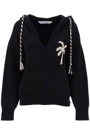 PALM ANGELS Mini Knit Hoodie with Palm Motif