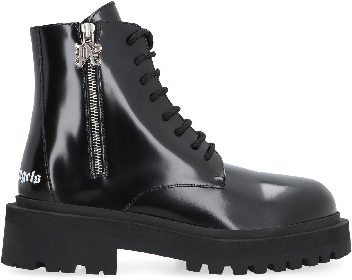 PALM ANGELS Leather Combat Boots for Women - FW23