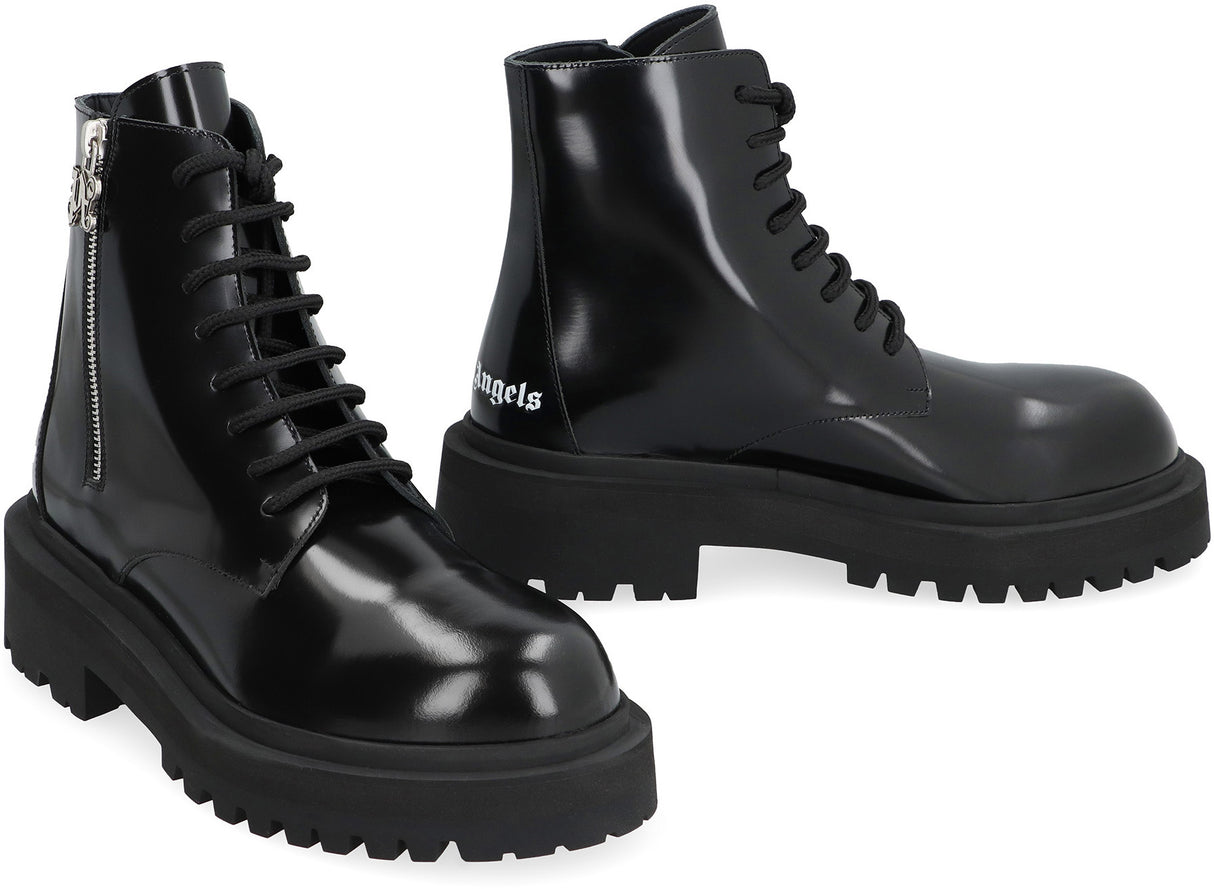 PALM ANGELS Leather Combat Boots for Women - FW23