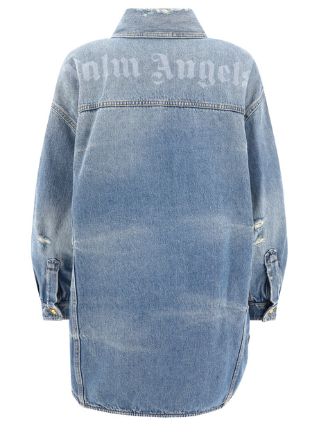 PALM ANGELS Washed Logo Denim Jacket - SS24 Women's Outerwear