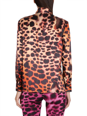 ROBERTO CAVALLI Animal Print Shirt with Classic Collar