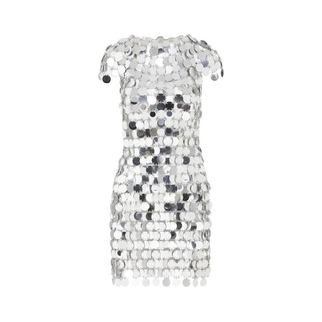 RABANNE Mini Metallic Dress with Round Sequins