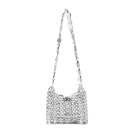 RABANNE Sleek Metallic Mini Clutch with Sliding Chain Strap