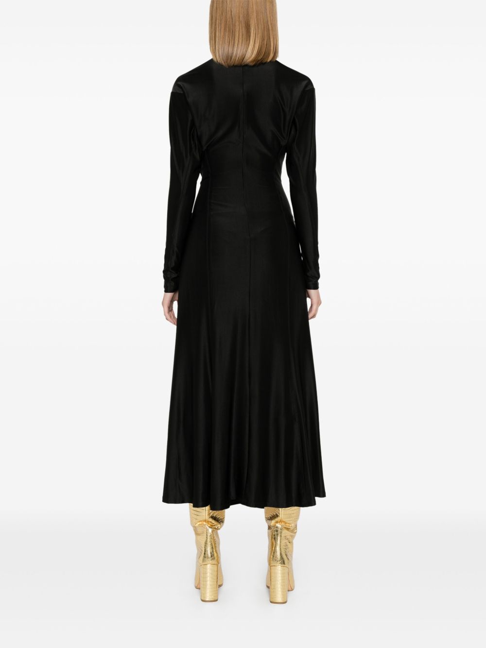 RABANNE Elegant Long Dress with Ruching - Women’s Spring Summer 25