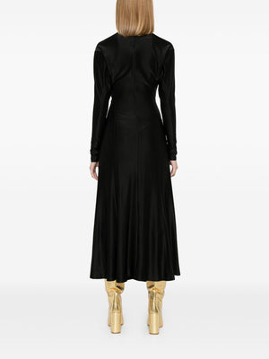 RABANNE Elegant Long Dress with Ruching - Women’s Spring Summer 25