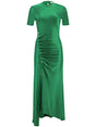 RABANNE Fitted Long Dress with Asymmetric Hem and Buttons