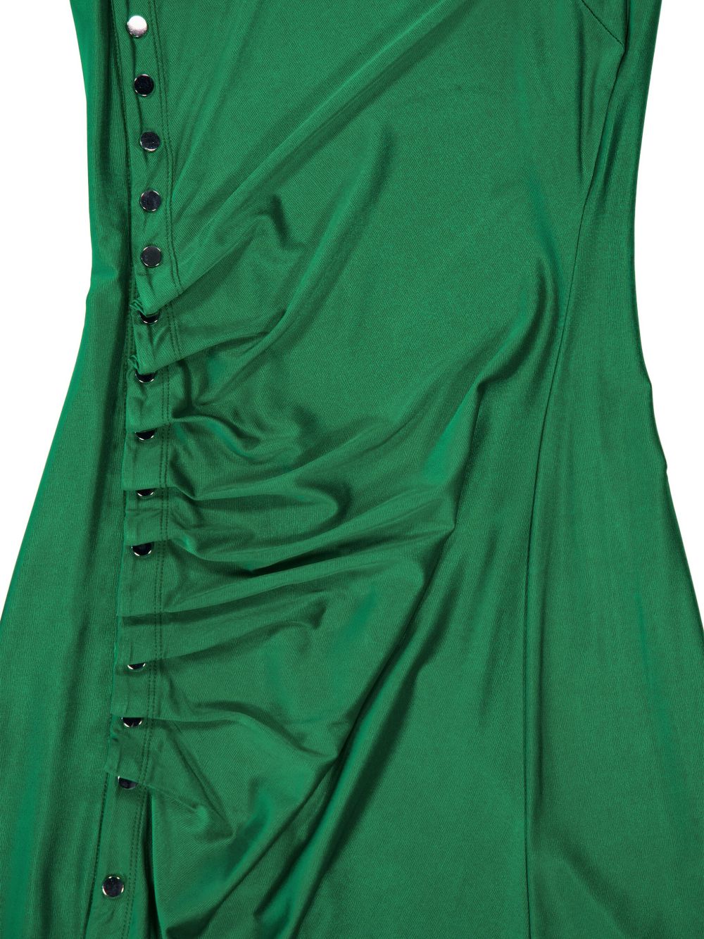 RABANNE Fitted Long Dress with Asymmetric Hem and Buttons