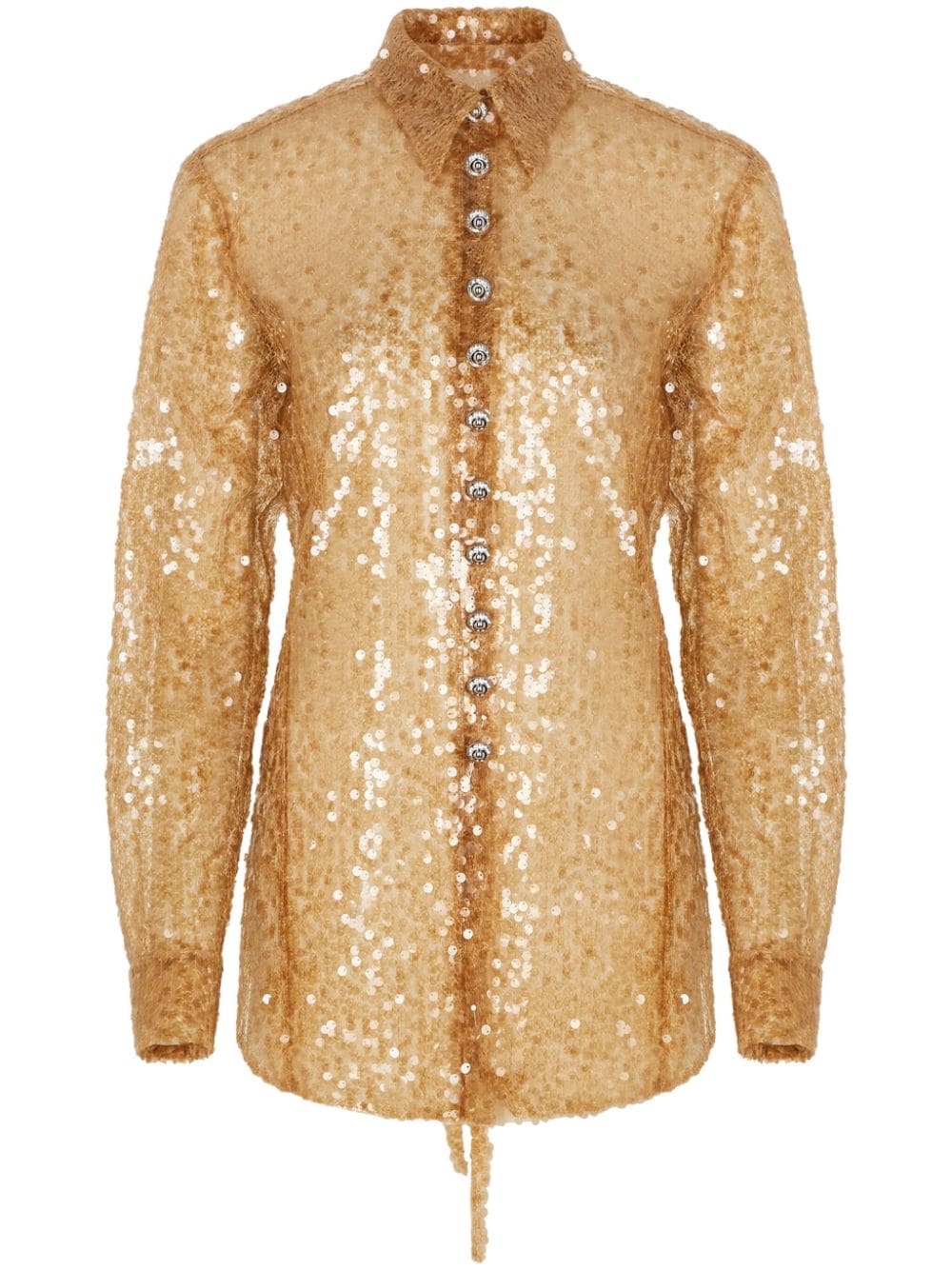 RABANNE Stunning Mini Shirt with Sequins and Belt