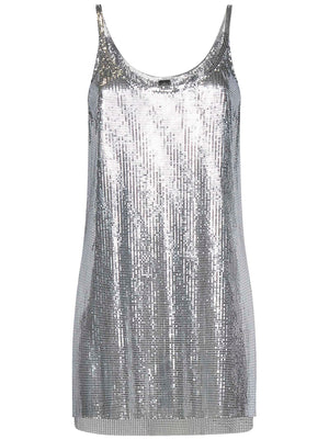 RABANNE Fitted Pixel Aluminum Mesh Top with Side Slit (Size 36)