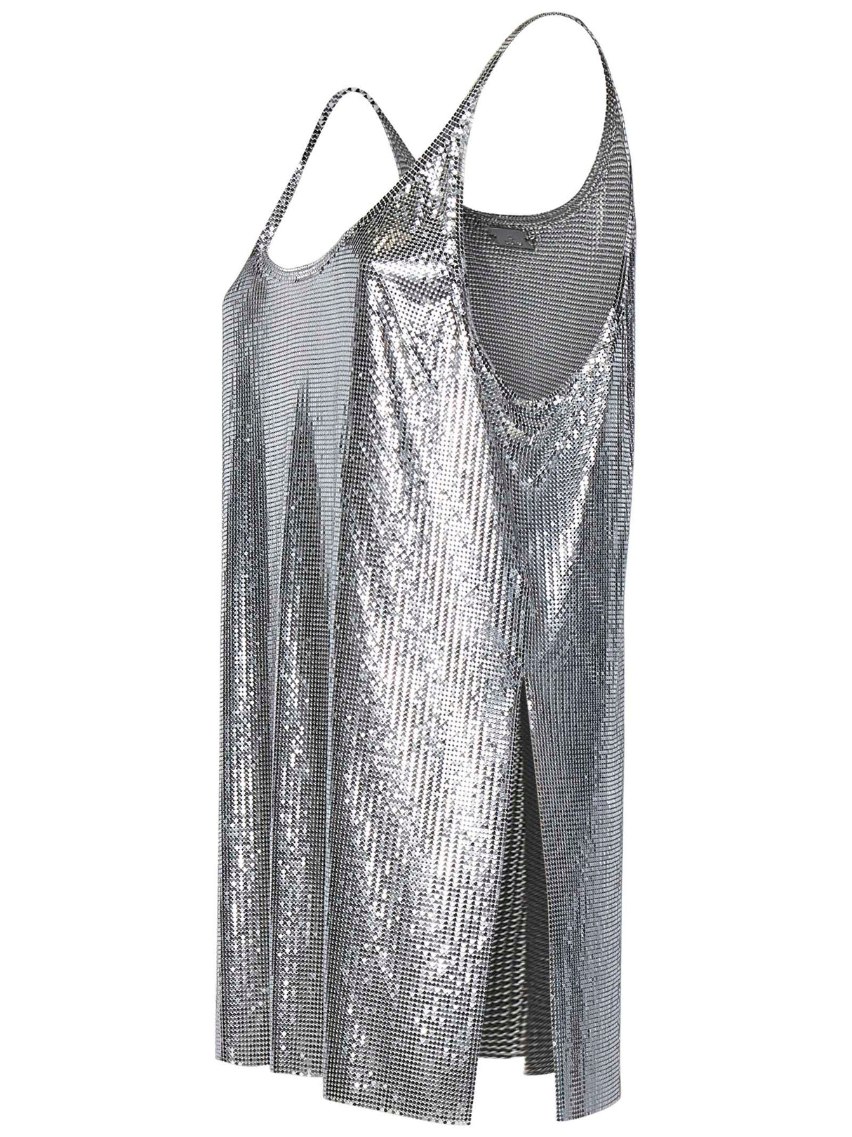 RABANNE Fitted Pixel Aluminum Mesh Top with Side Slit (Size 36)