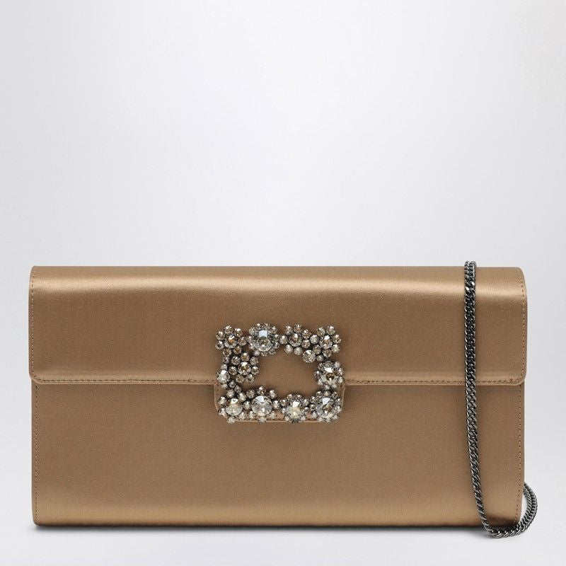 ROGER VIVIER Mini Satin Efflorescence Clutch Handbag with Jewelled Buckle