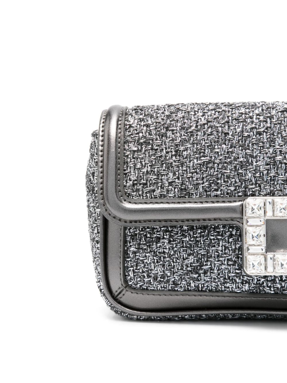 ROGER VIVIER Chic Foldover Top Clutch with Crystal Embellishments