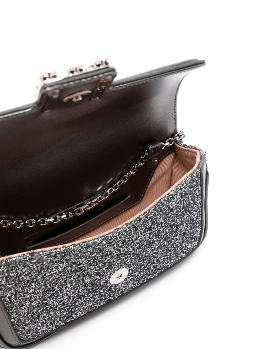 ROGER VIVIER Chic Foldover Top Clutch with Crystal Embellishments