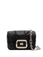 ROGER VIVIER Sophisticated Black Leather Handbag with Gold Accents