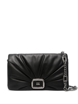 ROGER VIVIER Leather Clutch with Foldover Top and Adjustable Strap