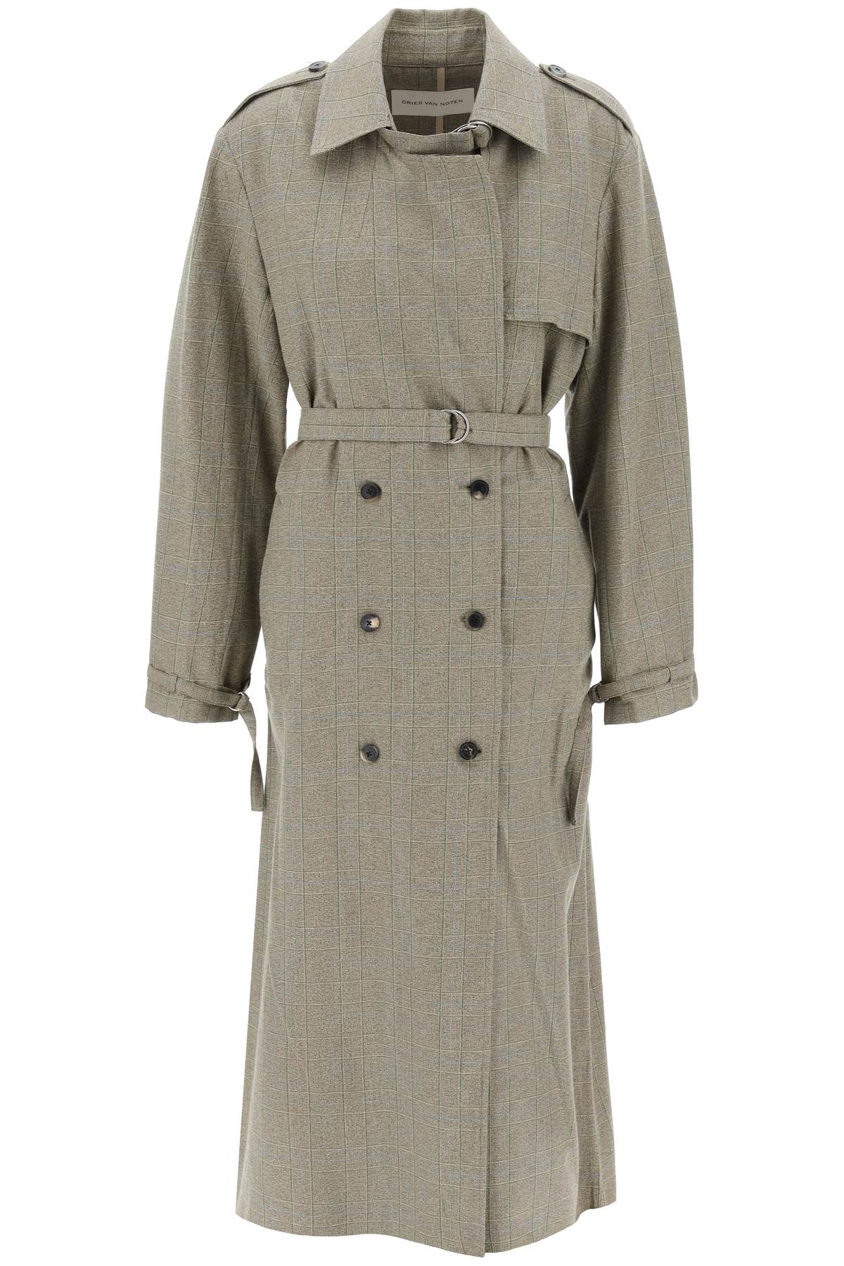 DRIES VAN NOTEN Womens Renwick Trench in Prince of Wales - Size Adjustable