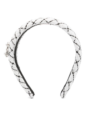 ROGER VIVIER Floral Strass Pearl Mini Headband with Crystal Detail