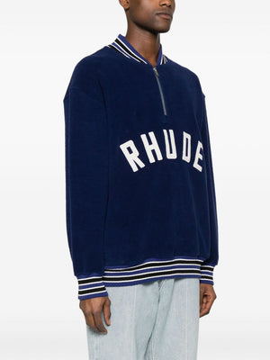 RHUDE Midnight Blue Quarter-Zip Varsity for Men