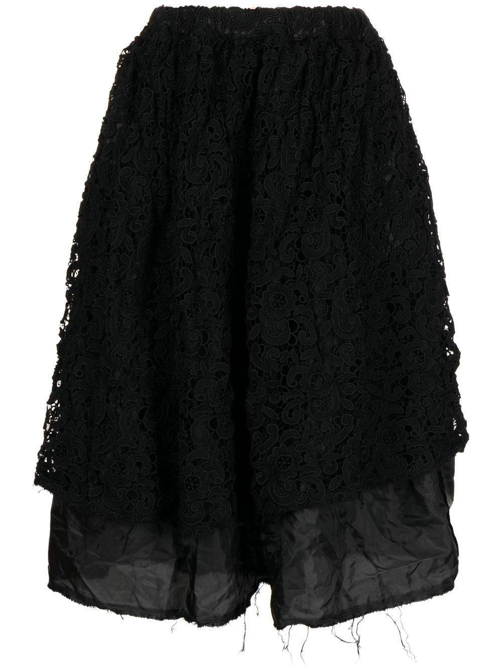 COMME DES GARÇONS Flared Mid-Length Black Lace Skirt