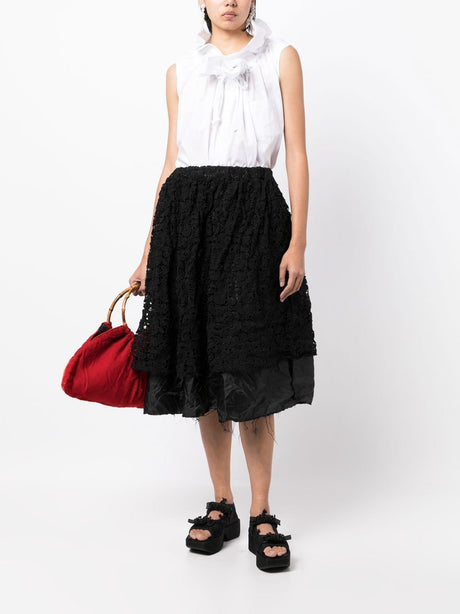 COMME DES GARÇONS Flared Mid-Length Black Lace Skirt