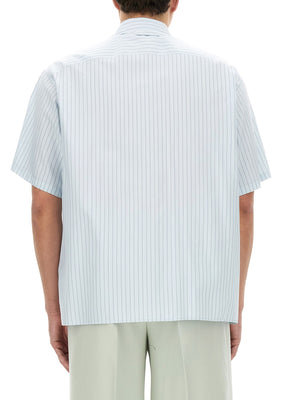 LANVIN Men's Striped Silk-Blend Shirt - Size 41