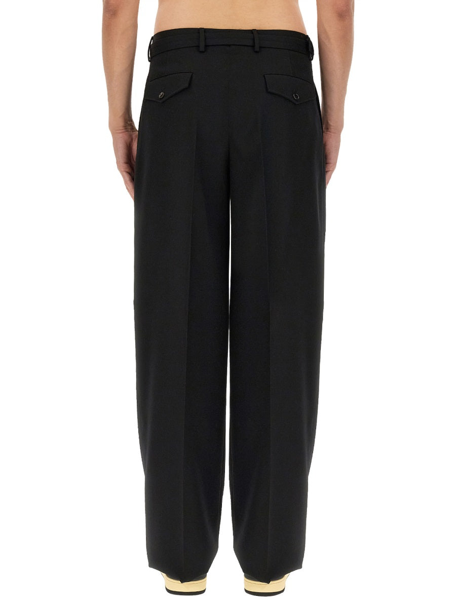 LANVIN Wide Leg Wool Pants for Men