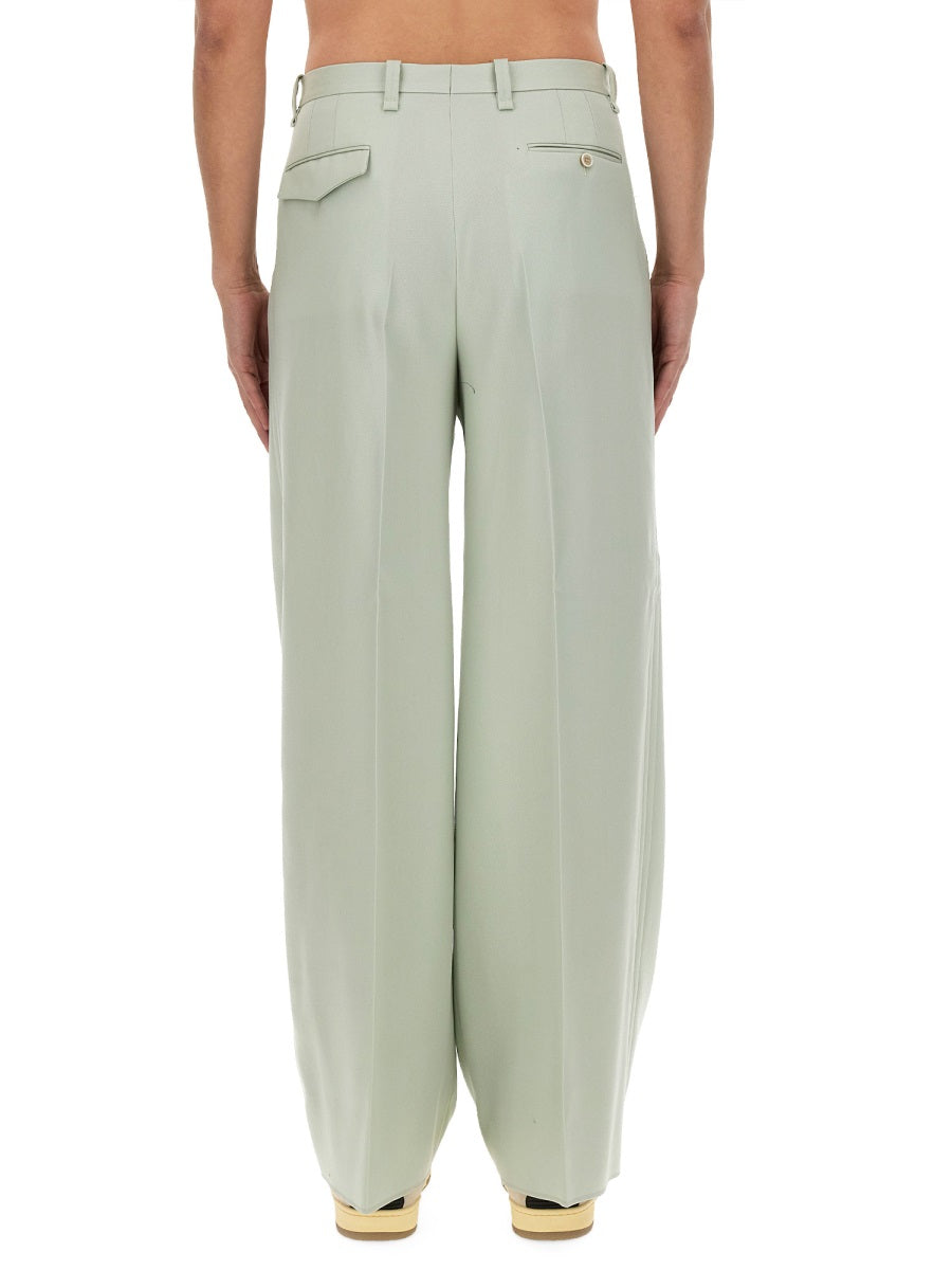 LANVIN Wide Leg Wool Pants for Men