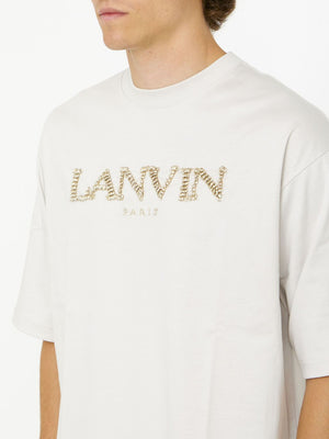 LANVIN メンズオーバーサイズプッティコットンTシャツ（ブランド名を除外し、外国語を避ける）