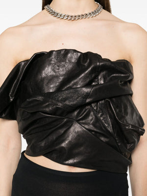 RICK OWENS Asymmetric Mini Leather Bustier