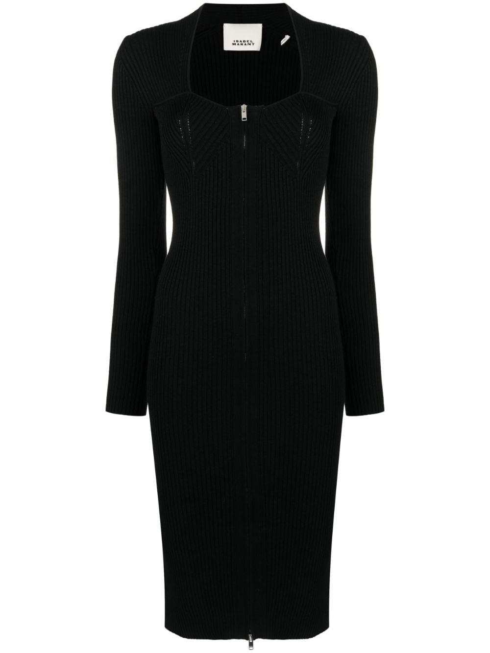 ISABEL MARANT Ribbed Stretch Wool Midi Dress