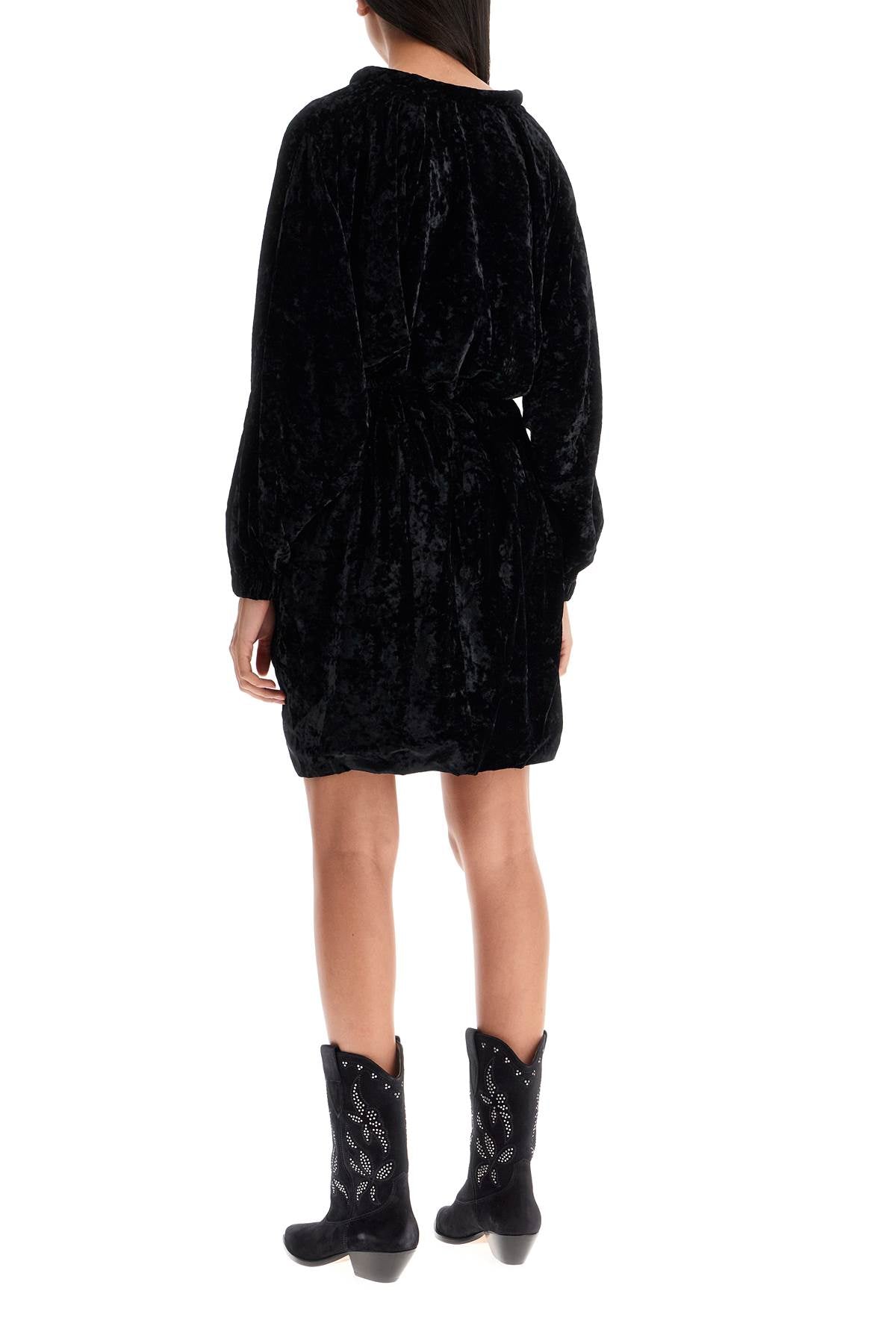 ISABEL MARANT Chic Velvet Mini Dress with Padded Neck - Relaxed Fit